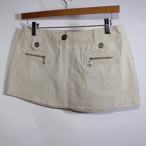 BBL Cream Mini Skirt With Front Zipper Pockets